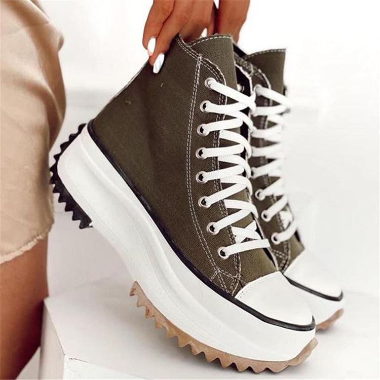Adult Women's Viscose High-top Platform Solid Color Canvas Shoes