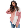 Women's Fashion Color Contrast Round Neck Pullover