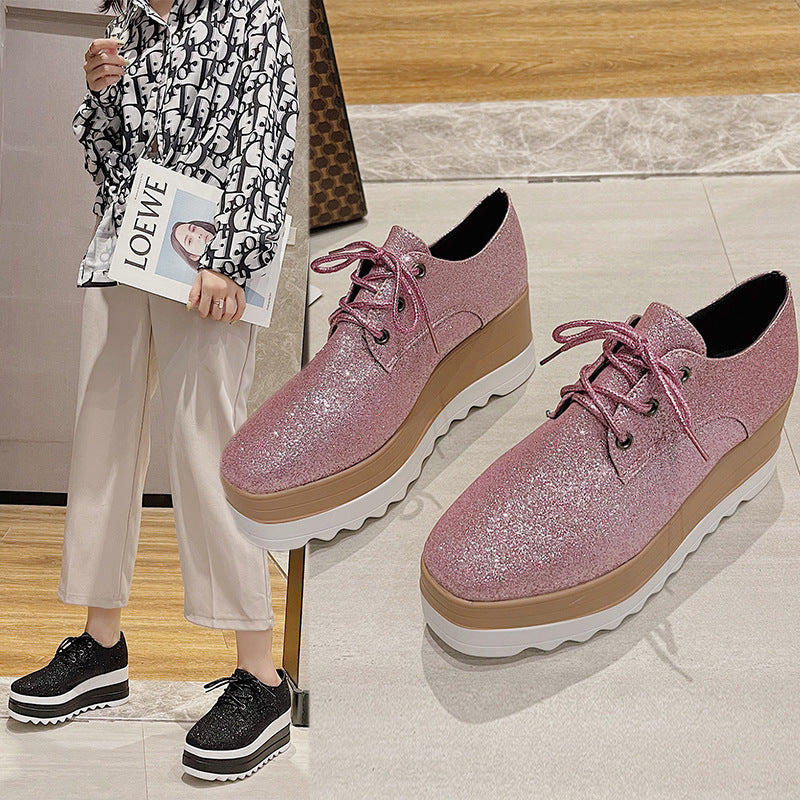 New British Style Sponge Cake Women's Thick-soled College Style Casual Shoes Soft Girl Increased