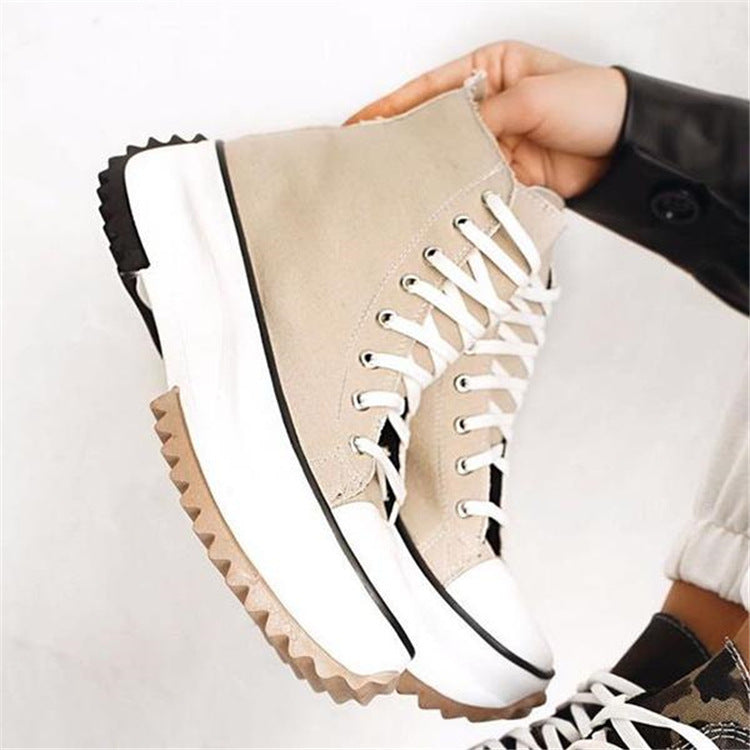 Adult Women's Viscose High-top Platform Solid Color Canvas Shoes