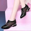 Zipper Pointed Toe Mesh Deep Low-heel Shoes