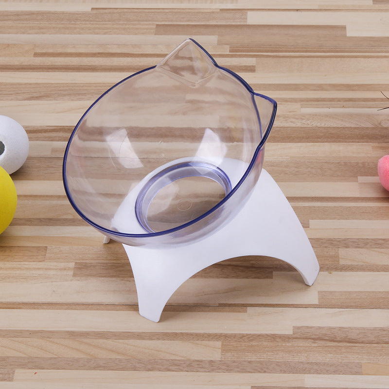 Cat Bowl Double Bowl Oblique Mouth Transparent Double Bowl Neck Non-Ceramic Pet Bowl