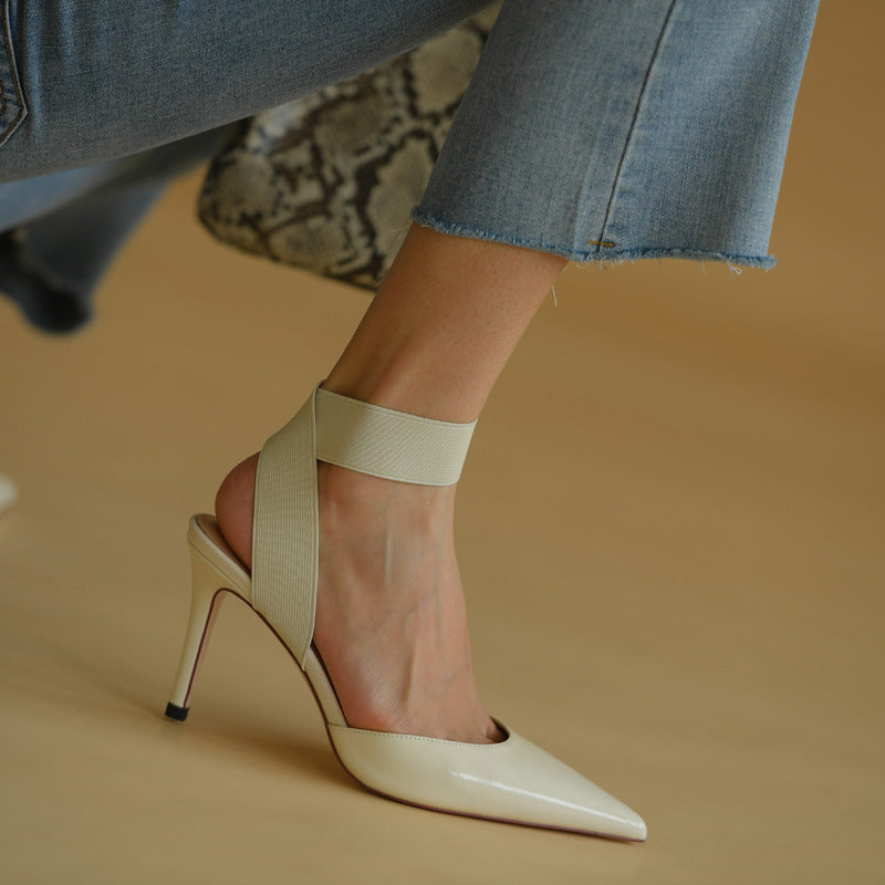 Women's lace-up stiletto heel shoes