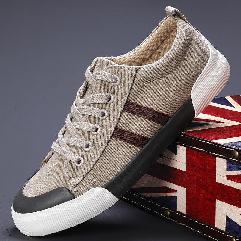 Autumn Men's Shoes New Breathable Canvas Shoes Korean Style Versatile Casual Low-top Flat