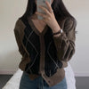 Women's Fashion Sweater Rhombus Knitted Top