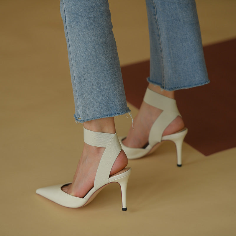 Women's lace-up stiletto heel shoes
