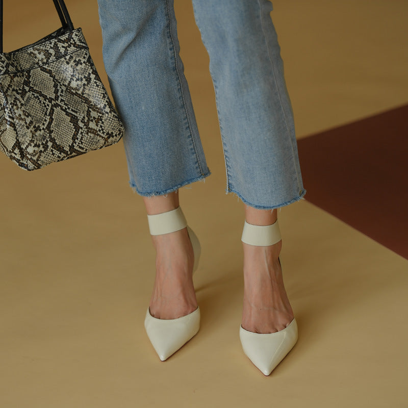 Women's lace-up stiletto heel shoes