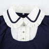 Preppy Style Bow Tie Lace-up Puff Sleeve T-shirt Age-reducing Slim Fit Pullover Lapel Bottoming Short Top