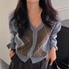 Women's Fashion Sweater Rhombus Knitted Top