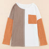 Women's Fashion Color Contrast Round Neck Pullover