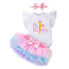 Girls' Flounced Sleeve Fluffy Six-layer Three-piece Suit