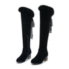 Round Head Chunky Heel Super High Heel Thick Fur Lining Autumn And Winter New Women's High Boots