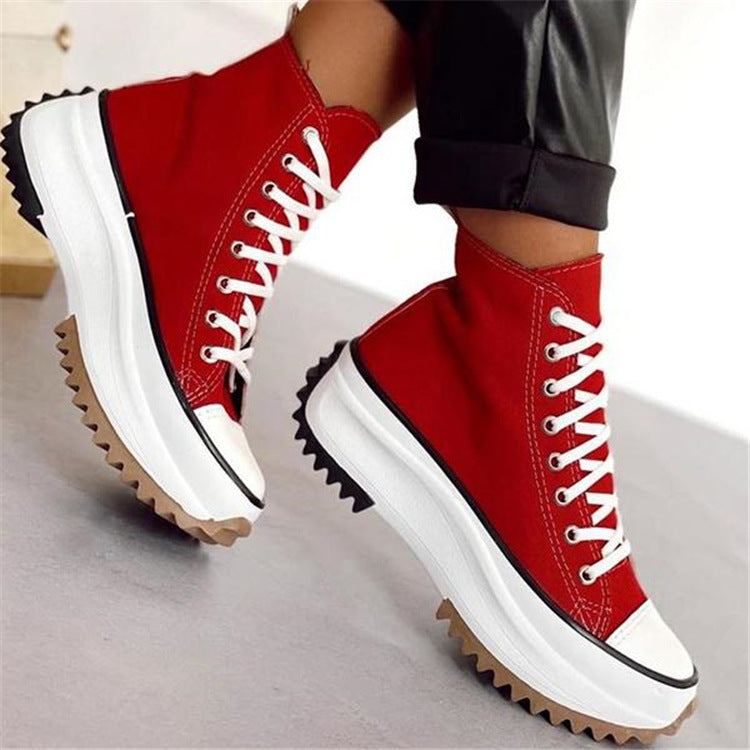 Adult Women's Viscose High-top Platform Solid Color Canvas Shoes