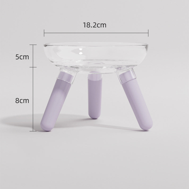 Pet Cat And Dog Feeding Bowl Household Cat And Dog Drinking Water Anti-knock Feeder Transparent Glass Bowl Cat Bowl