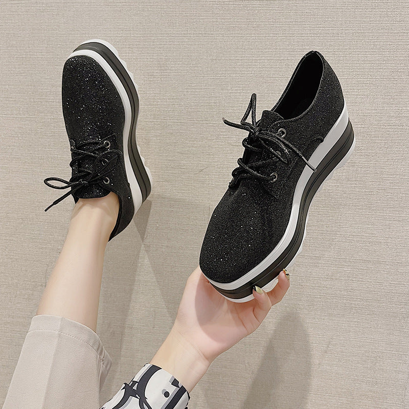 New British Style Sponge Cake Women's Thick-soled College Style Casual Shoes Soft Girl Increased
