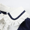 Preppy Style Bow Tie Lace-up Puff Sleeve T-shirt Age-reducing Slim Fit Pullover Lapel Bottoming Short Top