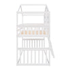 Bunk House Bed With Ladder, Wooden Bed - White