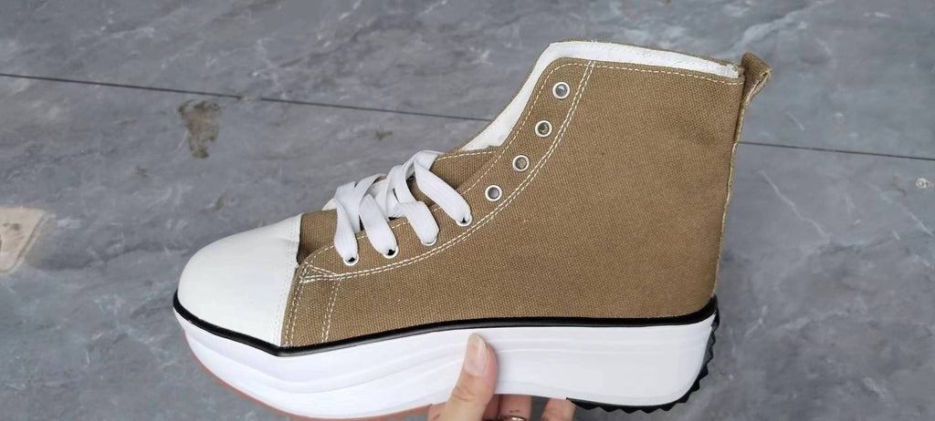 Adult Women's Viscose High-top Platform Solid Color Canvas Shoes